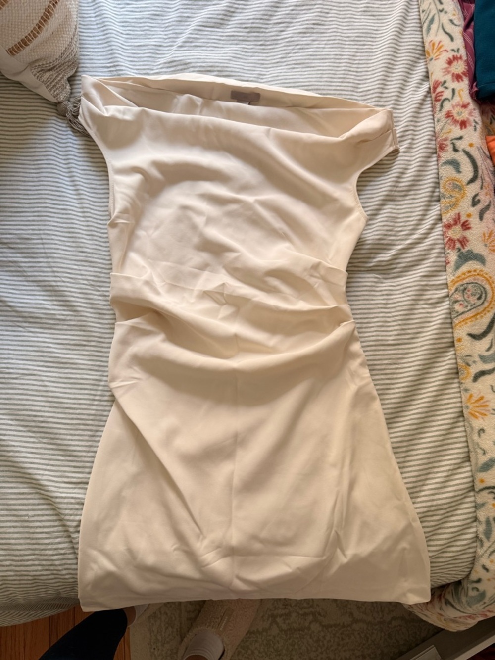 H&M One-Shoulder Cream Bodycon Dress